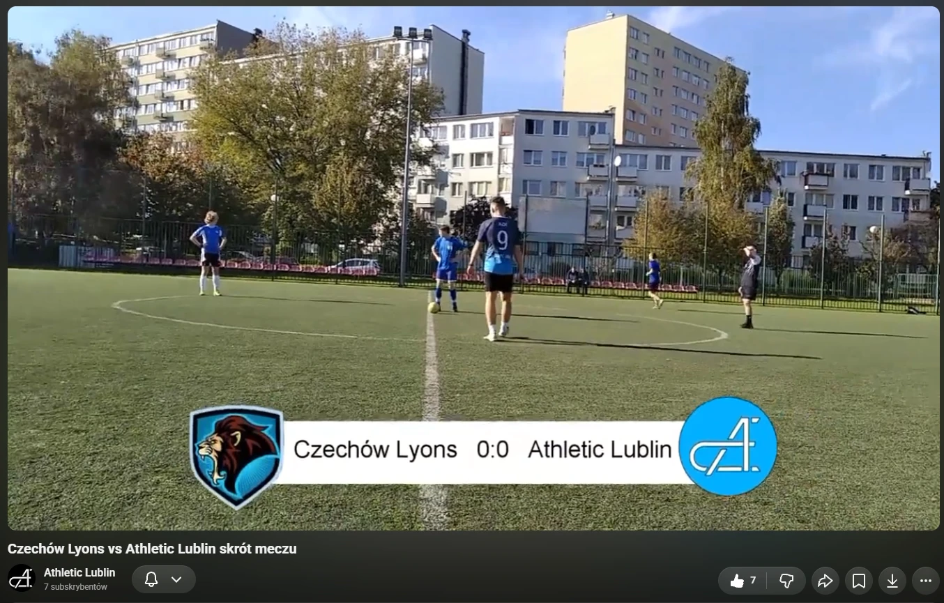 Kadr ze skrótu meczu Czechów Lyons vs Athletic Lublin na YouTube
